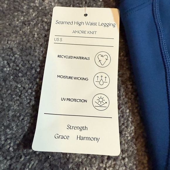 NWT Isabella Blue Athletic Yoga Workout Seamed High Waist Leggings Women Small - Picture 7 of 7